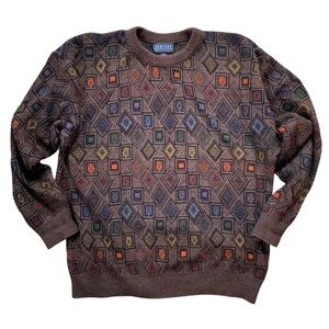Vintage 90s Jantzen Classics Geometric Knit Crewneck Sweater